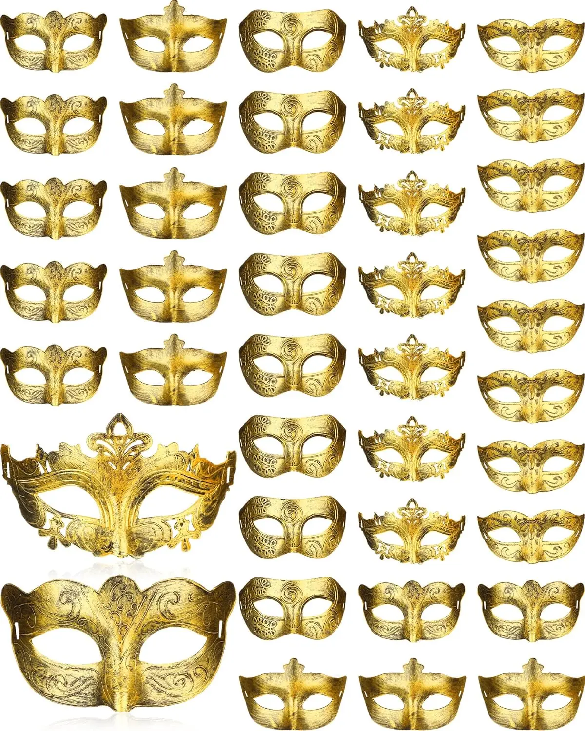 40 Pcs Masquerade Mask Bulk Vintage Mardi Gras Masks Antique Gold for Venetian Ball Carnival Cosplay Party
40 Pcs Masquerade Mask Bulk Vintage Mardi Gras Masks Antique Gold for Venetian Ball Carnival Cosplay Party