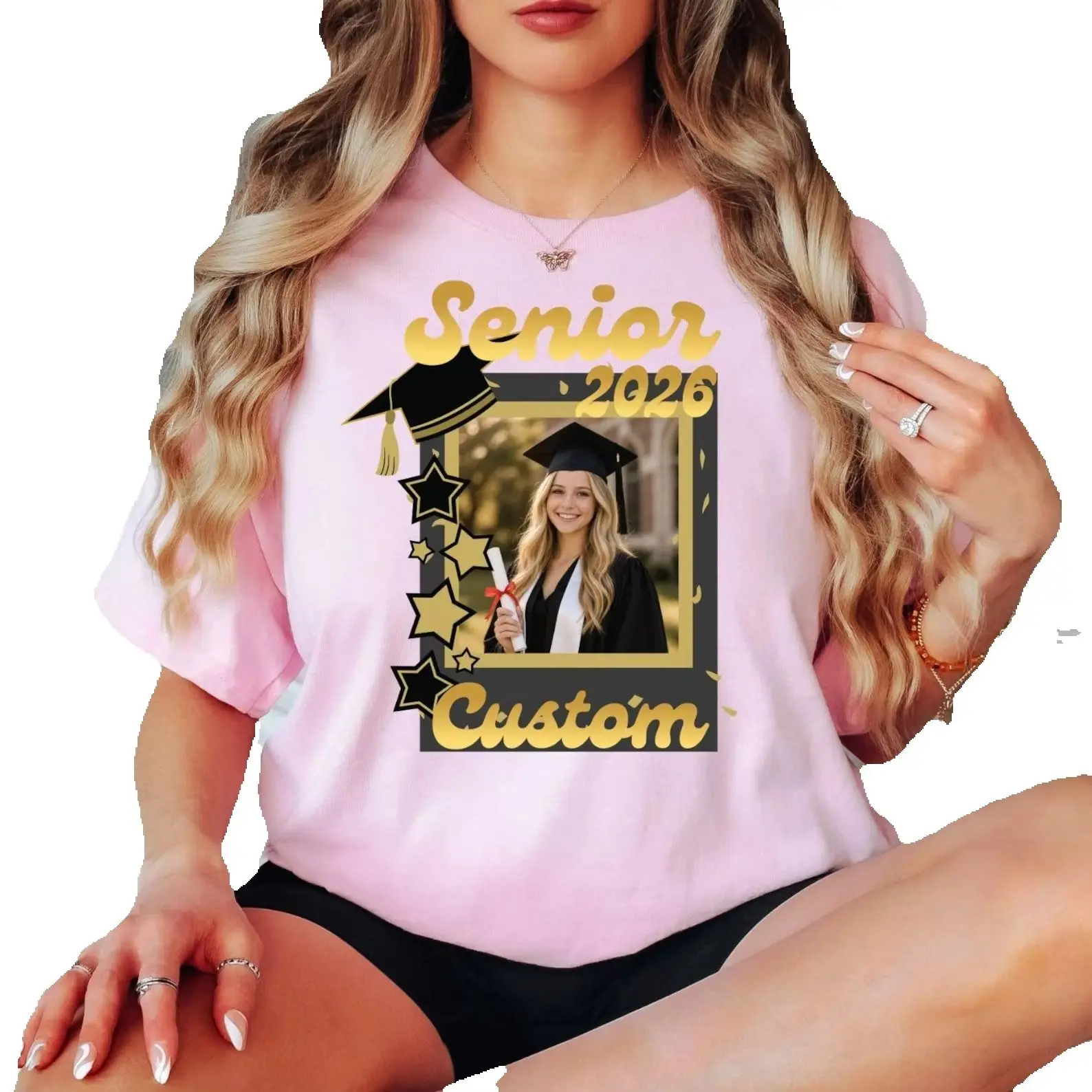 Custom Photo Name 2026 Senior Shirt Fashion Design Cotton Loose Shirt Class of 2026 Graduation T-shirt Personalized Senior Shirt
Custom Photo Name 2026 Senior Shirt Fashion Design Cotton Loose Shirt Class of 2026 Graduation T-shirt Personalized Senior Shirt