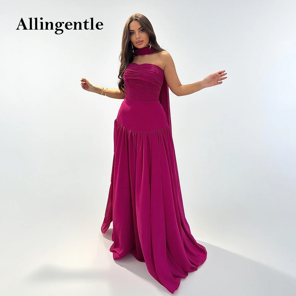 Fuchsia Strapless Evening Dress With Wrap Saudi Arabic Pleats Long A Line Prom Dress Dubai Wedding Party Gowns Customized
Fuchsia Strapless Evening Dress With Wrap Saudi Arabic Pleats Long A Line Prom Dress Dubai Wedding Party Gowns Customized