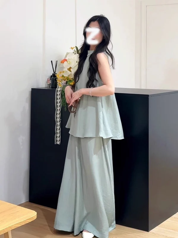 Loose Comfortable Women's Summer Fashion Set Sleeveless Wide Leg Pants Casual Loose Feel Two Piece Set round Neck Long Pants
Loose Comfortable Women's Summer Fashion Set Sleeveless Wide Leg Pants Casual Loose Feel Two Piece Set round Neck Long Pants