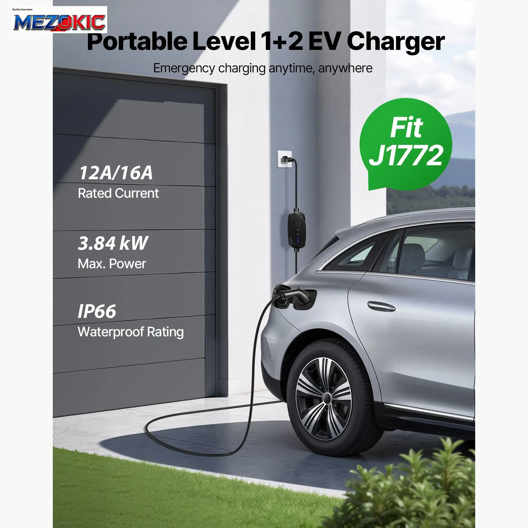 Level 1&2 EV Charger, 16 Amp Adjustable Current, Electric Vehicle Portable Charger with 25 ft Cable, 120V-240V, NEMA 6-20P Plug NEMA 5-15 Adapter, LCD, Home Car Charging Station for SAE J1772 EV
Level 1&2 EV Charger, 16 Amp Adjustable Current, Electric Vehicle Portable Charger with 25 ft Cable, 120V-240V, NEMA 6-20P Plug NEMA 5-15 Adapter, LCD, Home Car Charging Station for SAE J1772 EV
