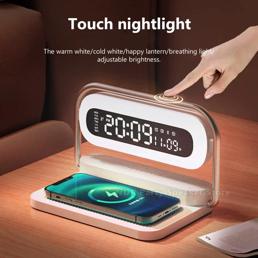 Multifunctional Cell Phone Wireless Charger Alarm Clock Bluetooth Audio Big Screen with Date Display Colorful Nightlight Speaker
Multifunctional Cell Phone Wireless Charger Alarm Clock Bluetooth Audio Big Screen with Date Display Colorful Nightlight Speaker
