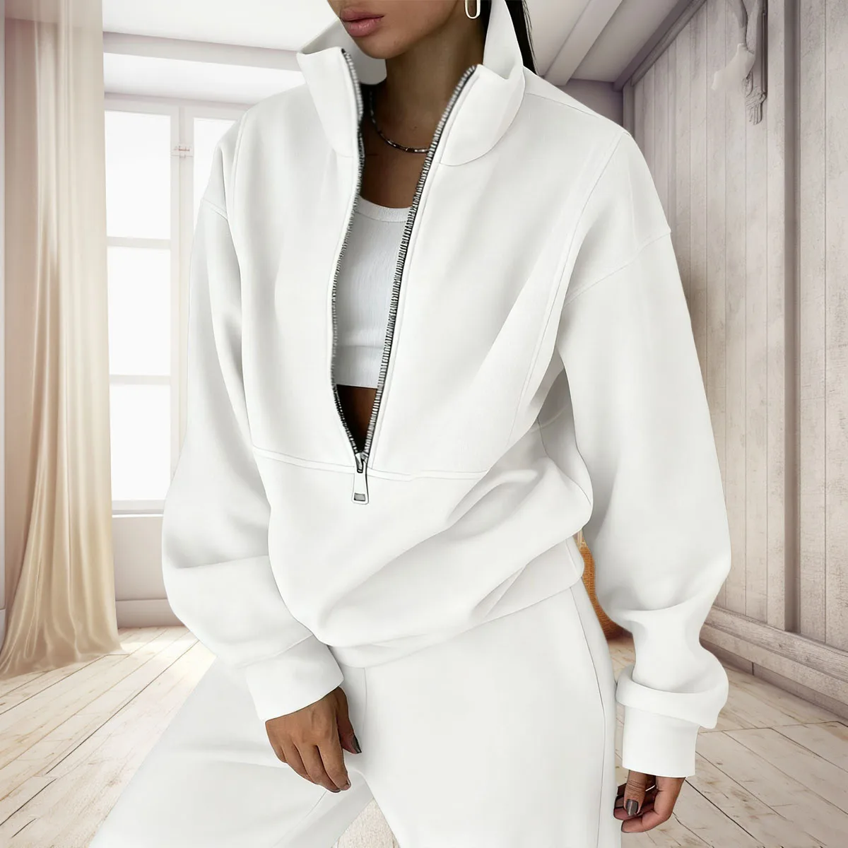 Женский комплект спортивной одежды, новый стиль, удобный и теплый комплект из двух предметов на молнии, модная спортивная и повседневная одежда.
Женский комплект спортивной одежды, новый стиль, удобный и теплый комплект из двух предметов на молнии, модная спортивная и повседневная одежда.