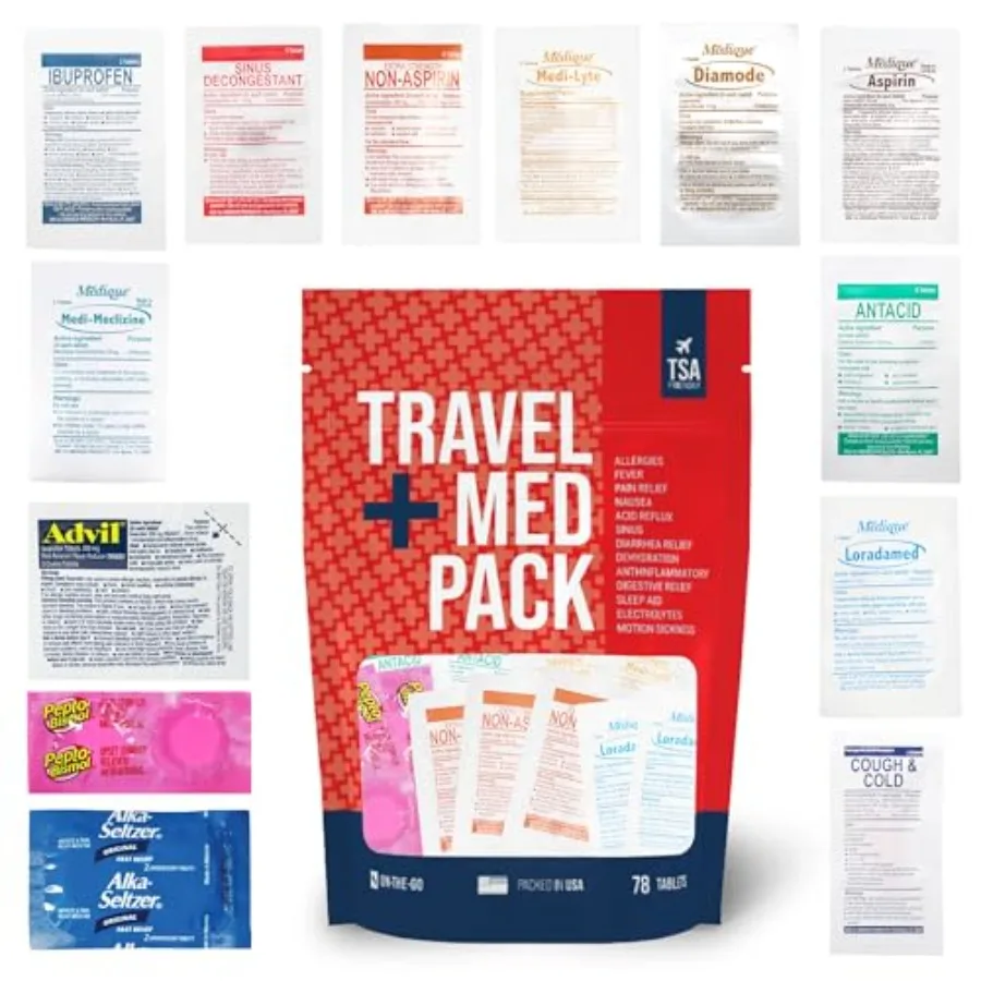 Travel Medicine Kit - 78-Piece TSA-Appd Medication Pack for Flights, Cruises and International Travel Individually Wrapped OTC
Travel Medicine Kit - 78-Piece TSA-Appd Medication Pack for Flights, Cruises and International Travel Individually Wrapped OTC