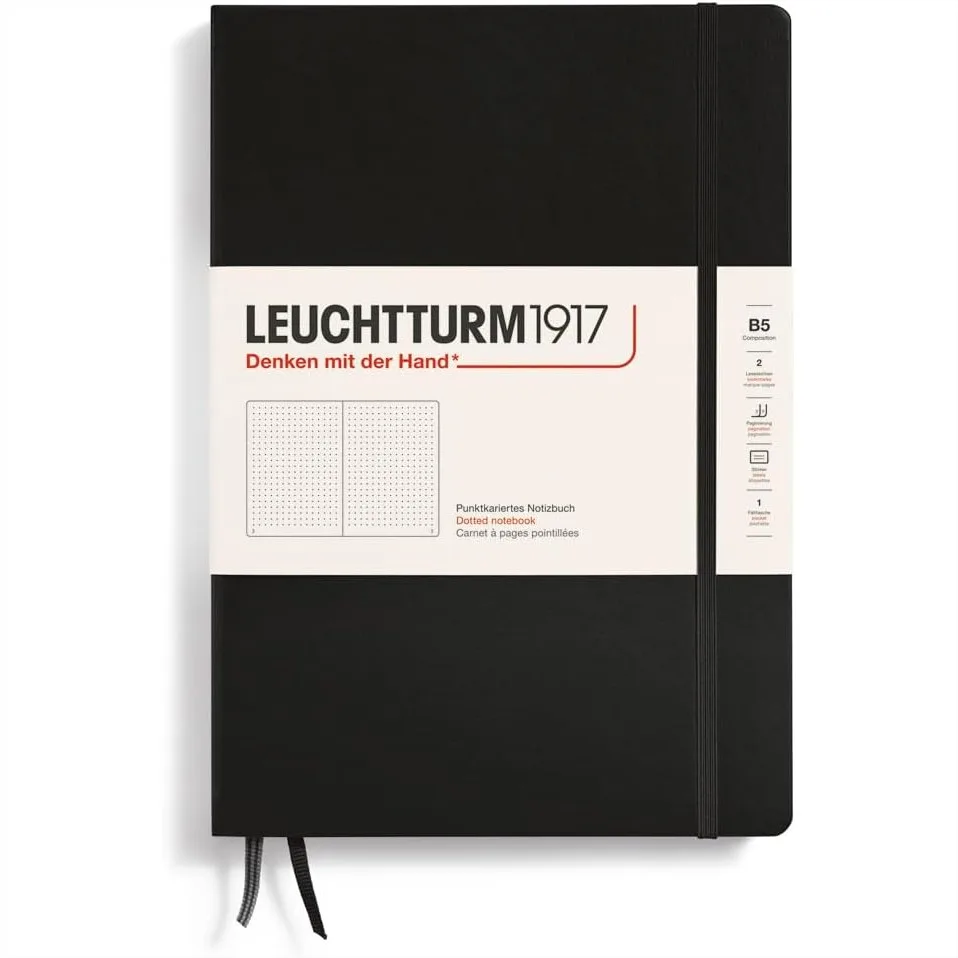 Hardcover Composition Notebook B5 219 Numbered Pages Dotted for Writing Journaling Black
Hardcover Composition Notebook B5 219 Numbered Pages Dotted for Writing Journaling Black