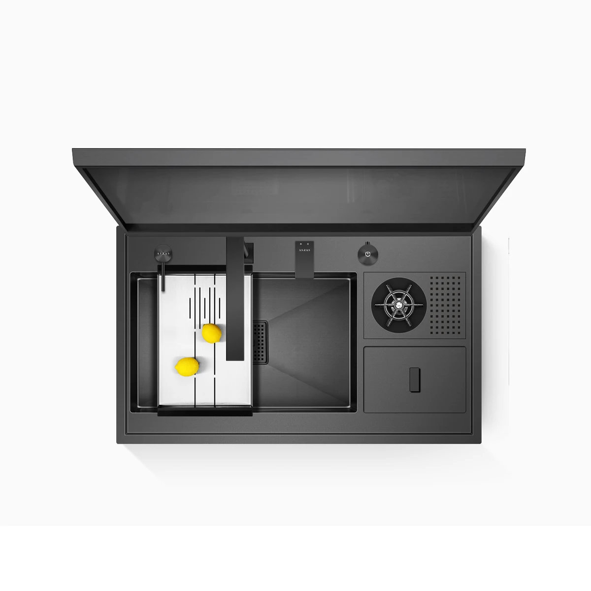 ASRAS kitchen sink thickened stainless steel nano gray large single slot with built-in cup cleaning device and garbage bin
ASRAS kitchen sink thickened stainless steel nano gray large single slot with built-in cup cleaning device and garbage bin