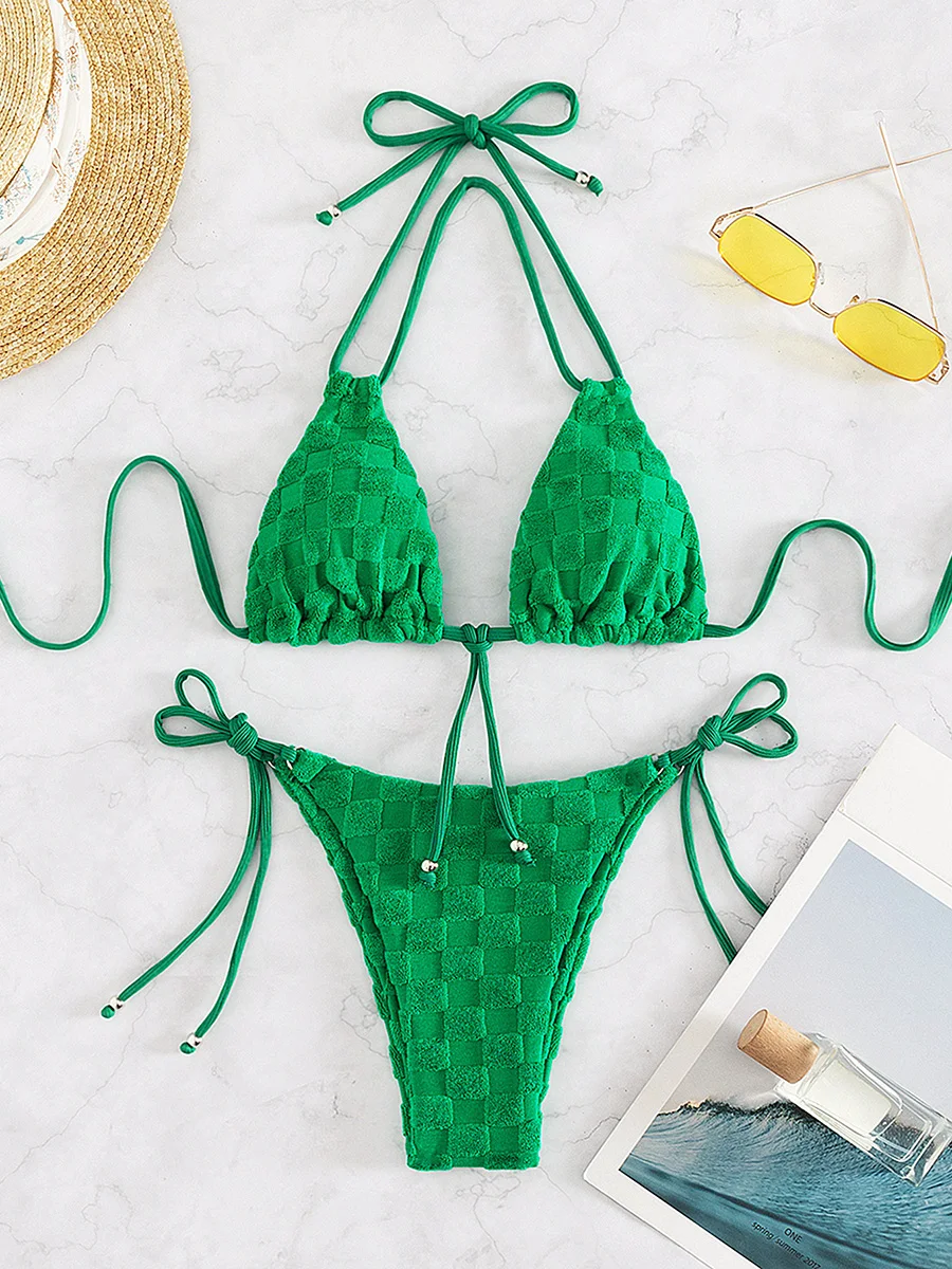 Halter Strappy Velvet Plaid Bikinis 2025 High Cut Bikini Women Swimwear Female Swimsuit Two-pieces Bikini Set Bathing Suit Swim
Halter Strappy Velvet Plaid Bikinis 2025 High Cut Bikini Women Swimwear Female Swimsuit Two-pieces Bikini Set Bathing Suit Swim