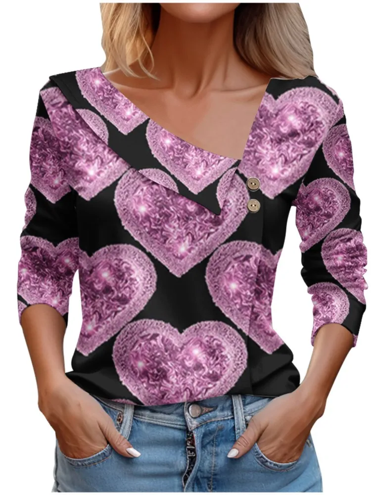 Elegant Shirts And Blouses Women Fashion Long Sleeve Tops Pink Heart Print T-shirts Youthful Pulovers Y2k Clothes For Women
Elegant Shirts And Blouses Women Fashion Long Sleeve Tops Pink Heart Print T-shirts Youthful Pulovers Y2k Clothes For Women