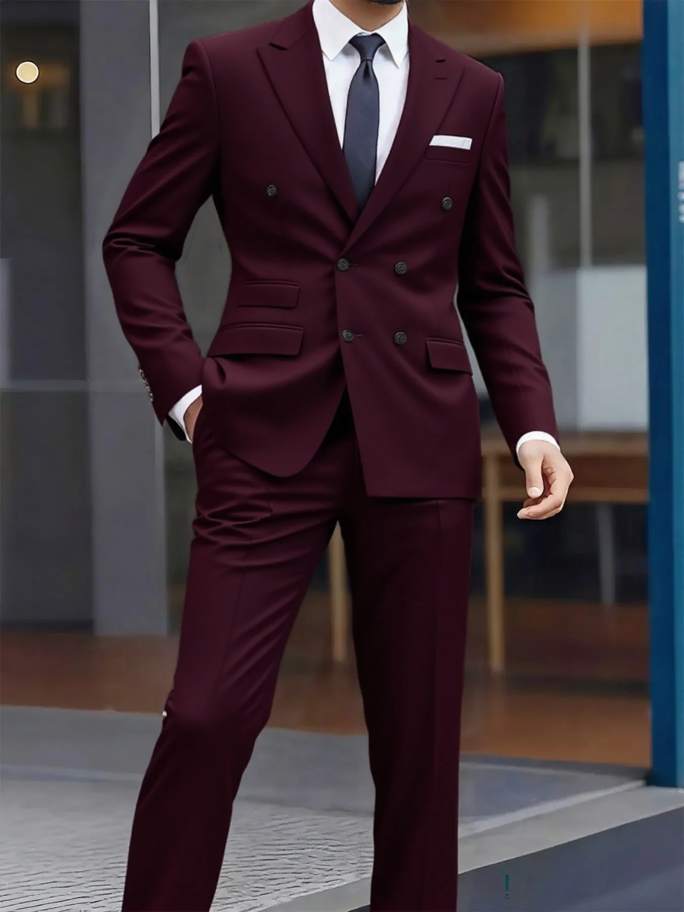 Men's Trendy Slim Suit Set Double Breasted Peak Lapel Solid Elegant Office Party Wedding
Men's Trendy Slim Suit Set Double Breasted Peak Lapel Solid Elegant Office Party Wedding