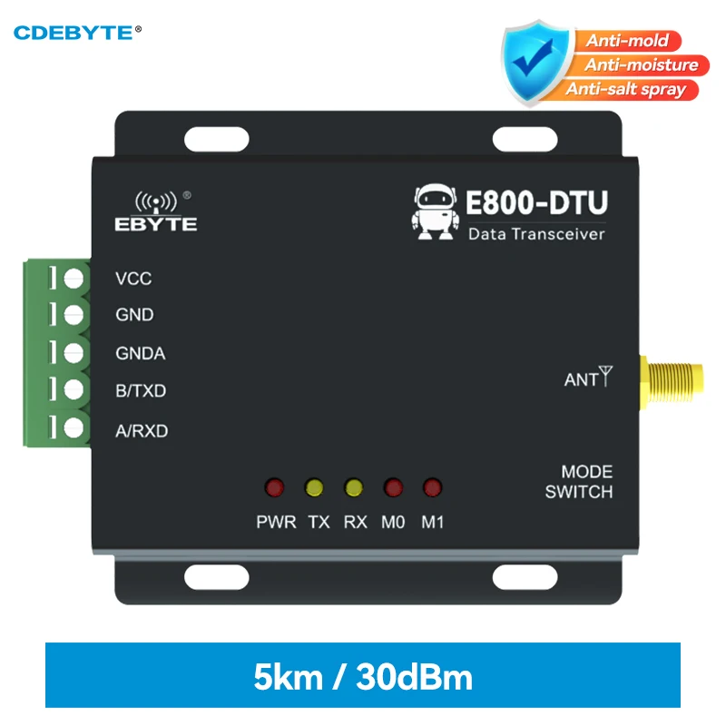 Промышленное беспроводное цифровое радио EBYTE 433 МГц RS485 30 дБм E800-DTU (433L30-485)-V8 Малое питание на большие расстояния 5 км SMA-K LoRa
Промышленное беспроводное цифровое радио EBYTE 433 МГц RS485 30 дБм E800-DTU (433L30-485)-V8 Малое питание на большие расстояния 5 км SMA-K LoRa