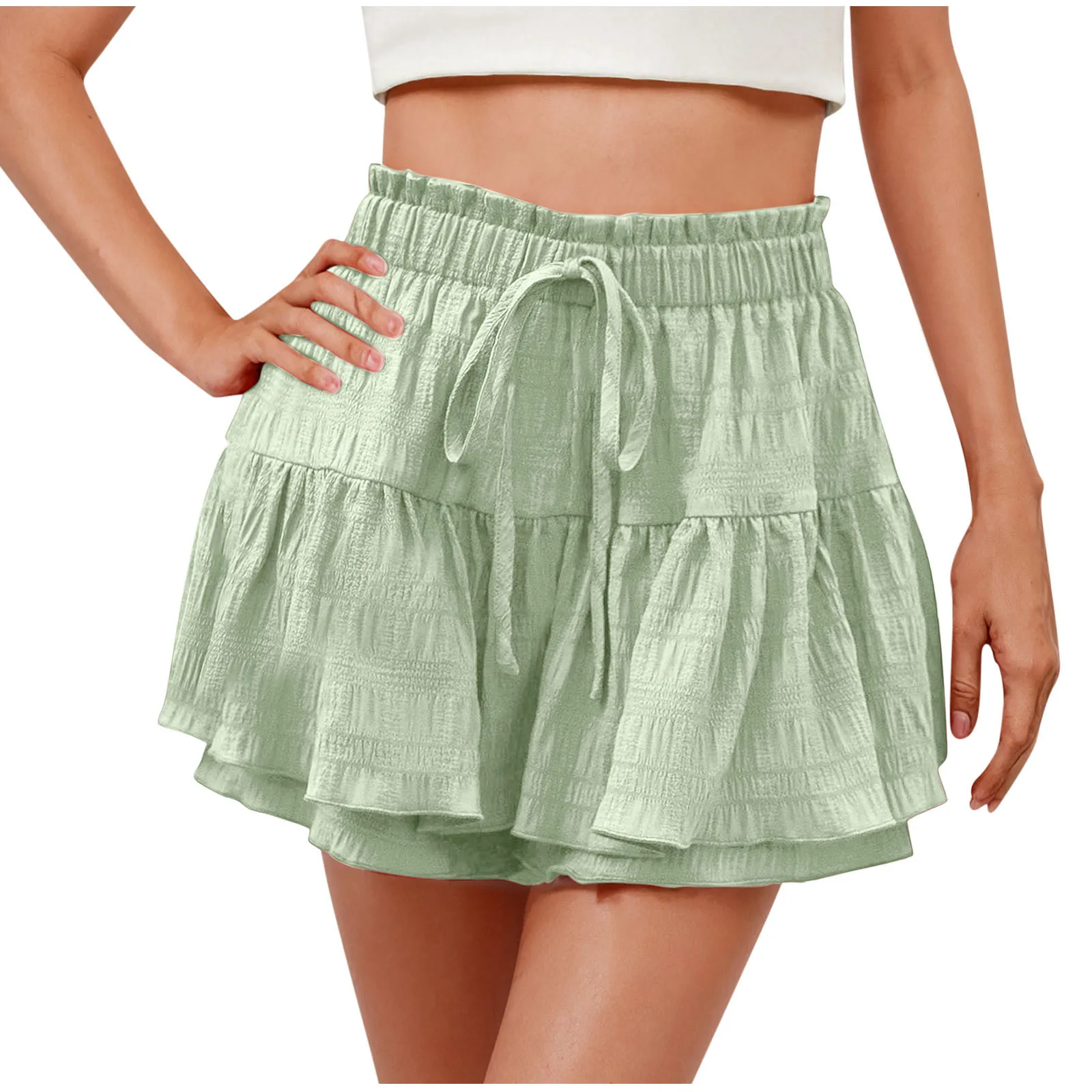 Fashionable Summer Women's Pure Color Drawstring Skort Shorts Elastic Waist Straight Leg Sports Utility Pants
Fashionable Summer Women's Pure Color Drawstring Skort Shorts Elastic Waist Straight Leg Sports Utility Pants
