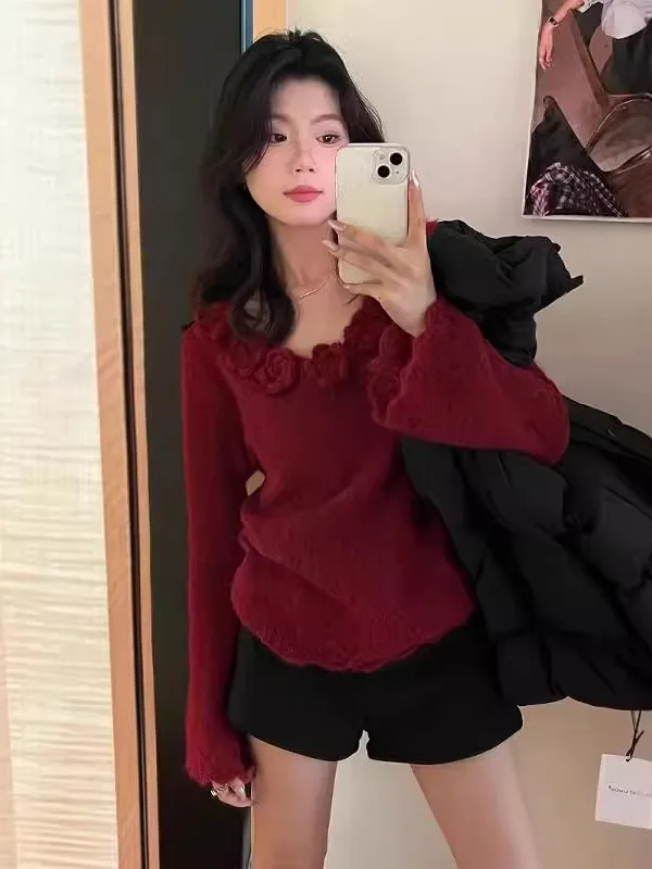 Красный вязаный свитер с 3D цветами V-Ne, женский свободный свитер, осень-зима, ленивый модный милый топ, повседневная одежда на тему Cisas
Красный вязаный свитер с 3D цветами V-Ne, женский свободный свитер, осень-зима, ленивый модный милый топ, повседневная одежда на тему Cisas