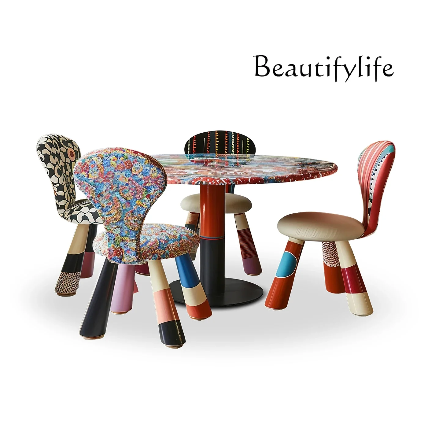 Color original design art dining table dining chair creative furniture solid wood color single chair
Color original design art dining table dining chair creative furniture solid wood color single chair