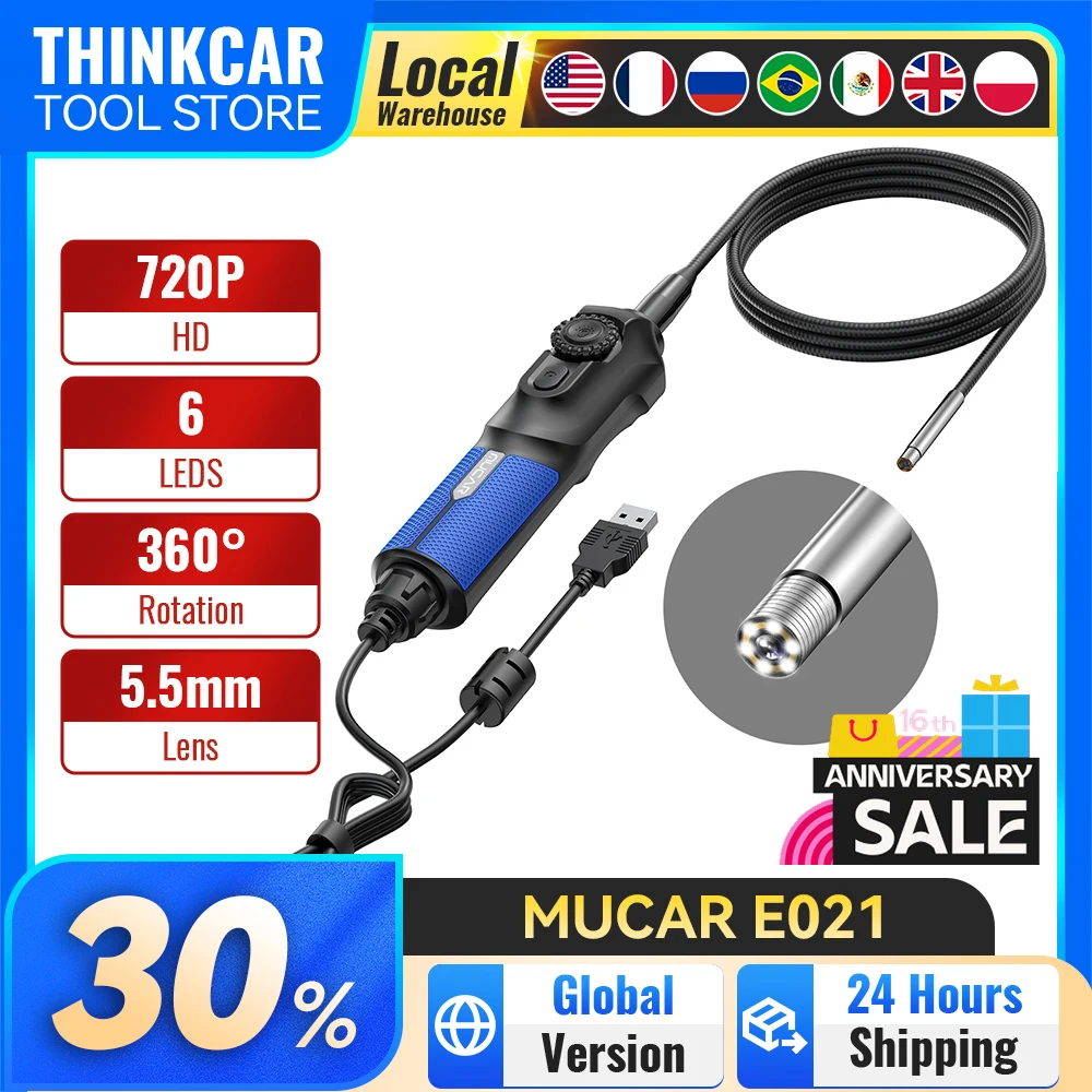MUCAR E021 USB Video Scope Endoscope 1.2M Car Inspection Mirror Flexible Adjustable for Mucar 892BT Thinkcar 689BT
MUCAR E021 USB Video Scope Endoscope 1.2M Car Inspection Mirror Flexible Adjustable for Mucar 892BT Thinkcar 689BT