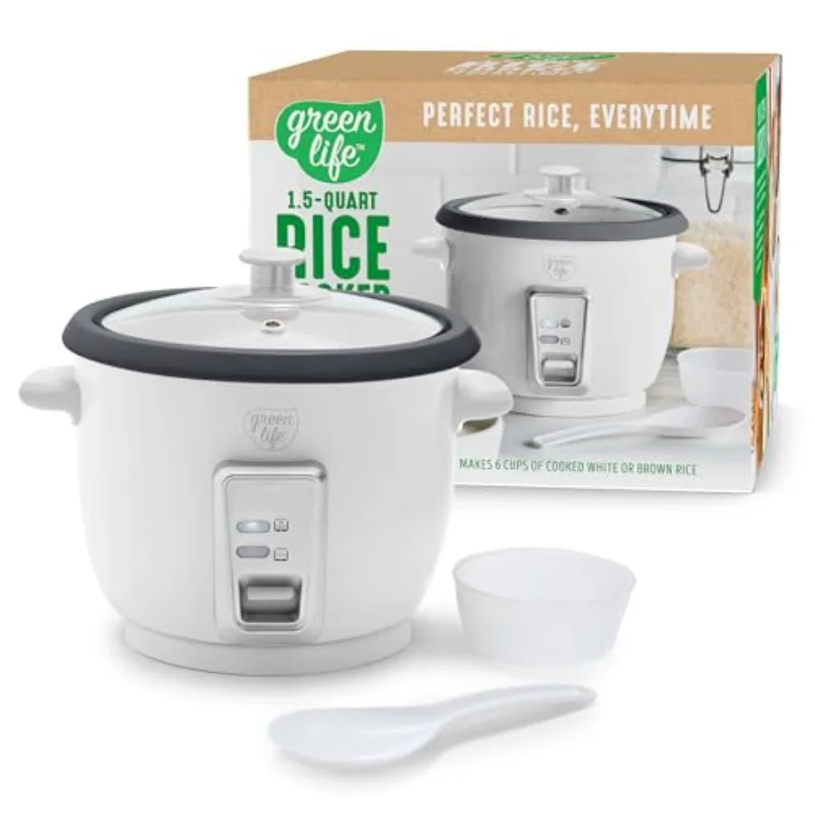 Rice Cooker with Removable PFAS-Free Ceramic Nonstick Pot, 3-Cups Uncooked/6-Cups Cooked, Grains and Oatmeal Multicooker, Compa
Rice Cooker with Removable PFAS-Free Ceramic Nonstick Pot, 3-Cups Uncooked/6-Cups Cooked, Grains and Oatmeal Multicooker, Compa