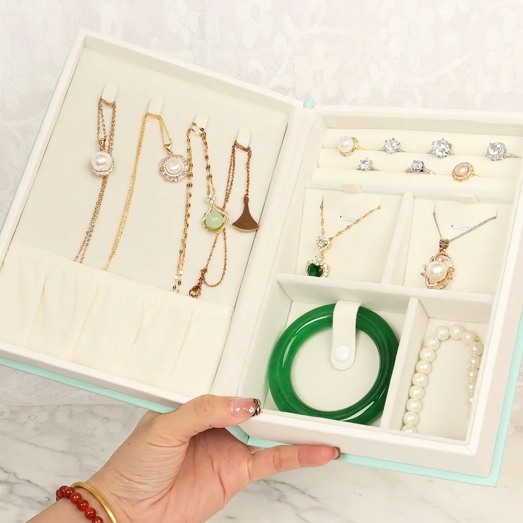 Book-Shaped Jewelry Organizer Solid Color Ring Bracelet Necklace Case Magnetic Closure Case Home Wedding Drawer Display Holder
Book-Shaped Jewelry Organizer Solid Color Ring Bracelet Necklace Case Magnetic Closure Case Home Wedding Drawer Display Holder