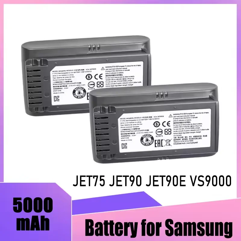 100% New Sweeper Battery 21.6V 5000mAh VCA-SBT90 for Samsung Vs9000 Jet90 Jet75 Cordless Handheld Vacuum Cleaner Battery
100% New Sweeper Battery 21.6V 5000mAh VCA-SBT90 for Samsung Vs9000 Jet90 Jet75 Cordless Handheld Vacuum Cleaner Battery