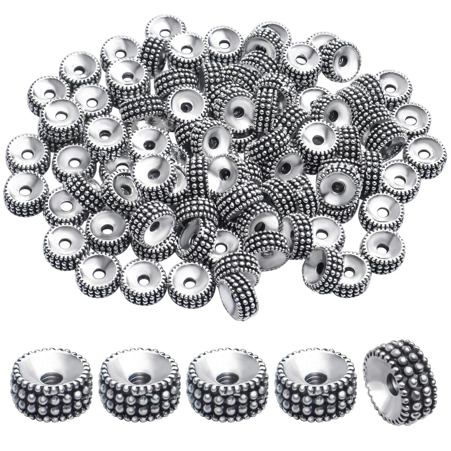 100pcs Alloy Beads Loose Beads Rondelle Shiny Spacer Beads Tibetan Antique European Large Hole Spacers for Bracelet Necklace DIY
100pcs Alloy Beads Loose Beads Rondelle Shiny Spacer Beads Tibetan Antique European Large Hole Spacers for Bracelet Necklace DIY