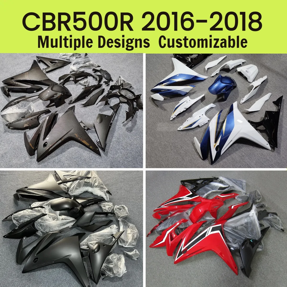 Обтекатели из углеродного волокна CBR500R 2016 2017 2018, настраиваемый кузов мотоцикла, полный комплект обтекателей, подходит для Honda CBR 500R 16 17 18
Обтекатели из углеродного волокна CBR500R 2016 2017 2018, настраиваемый кузов мотоцикла, полный комплект обтекателей, подходит для Honda CBR 500R 16 17 18