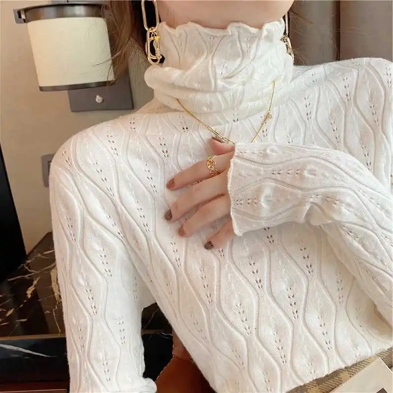 New Autumn/Winter Ruffled Edges White Sweater Turtleneck Long Sleeve Knitted Sweater Sweet Diamond Grid Pattern Knit Tops 31239
New Autumn/Winter Ruffled Edges White Sweater Turtleneck Long Sleeve Knitted Sweater Sweet Diamond Grid Pattern Knit Tops 31239