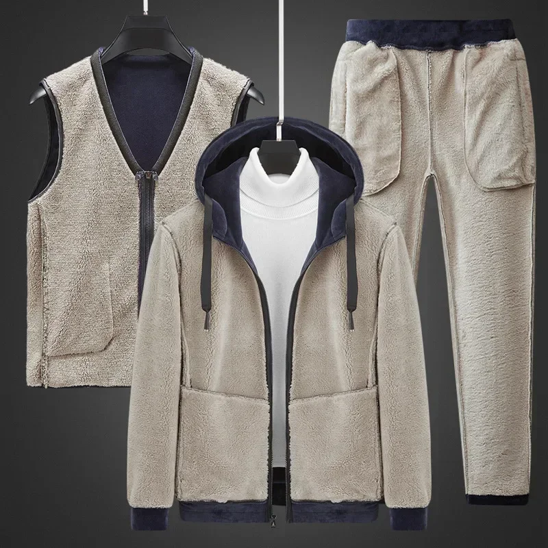 Thick Tracksuits Cashmere Set Men Warm Fashion Lamb Wool Sets Men's Set Hoodies+Vests+Pants Three-Pieces Lamb Winter Plus Velvet
Thick Tracksuits Cashmere Set Men Warm Fashion Lamb Wool Sets Men's Set Hoodies+Vests+Pants Three-Pieces Lamb Winter Plus Velvet