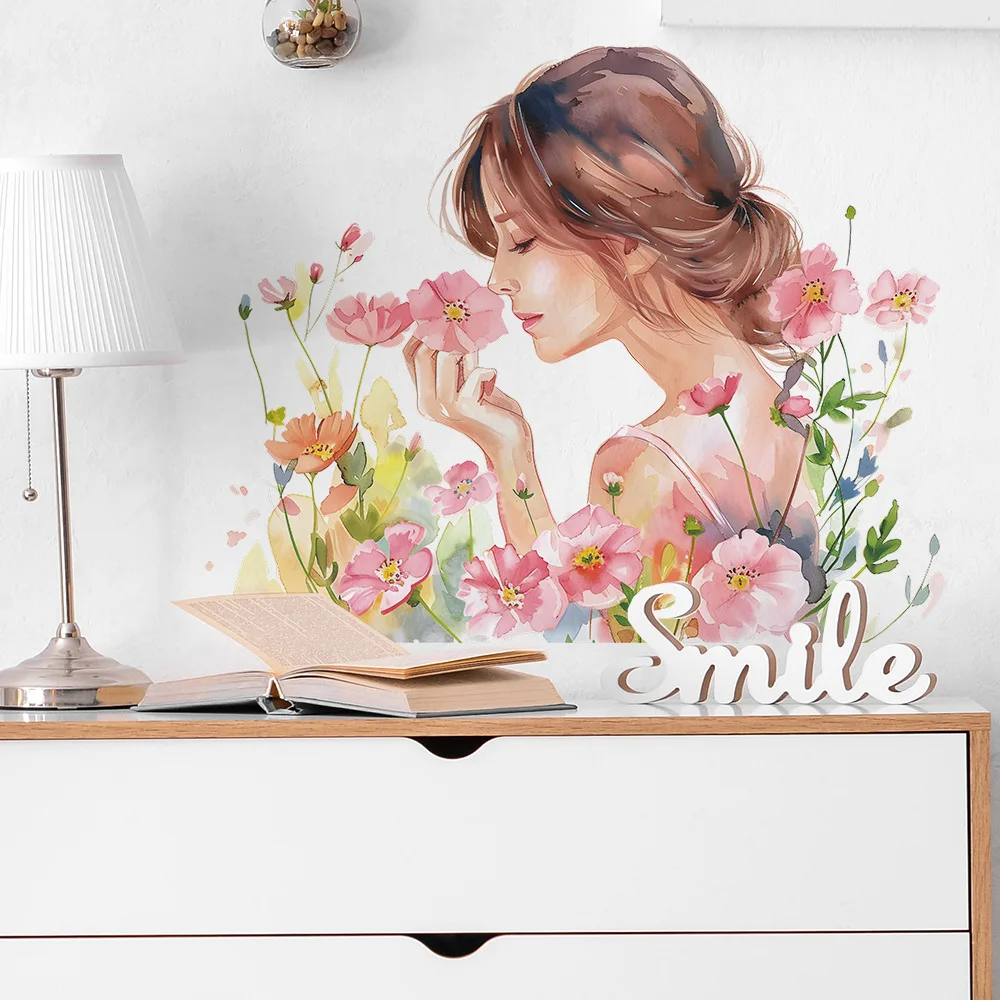 Watercolor Beautiful Girl Flowers Wall Sticker Bedroom Dressing Table Decor Decals Girls Room Background Home Decoration Mural
Watercolor Beautiful Girl Flowers Wall Sticker Bedroom Dressing Table Decor Decals Girls Room Background Home Decoration Mural