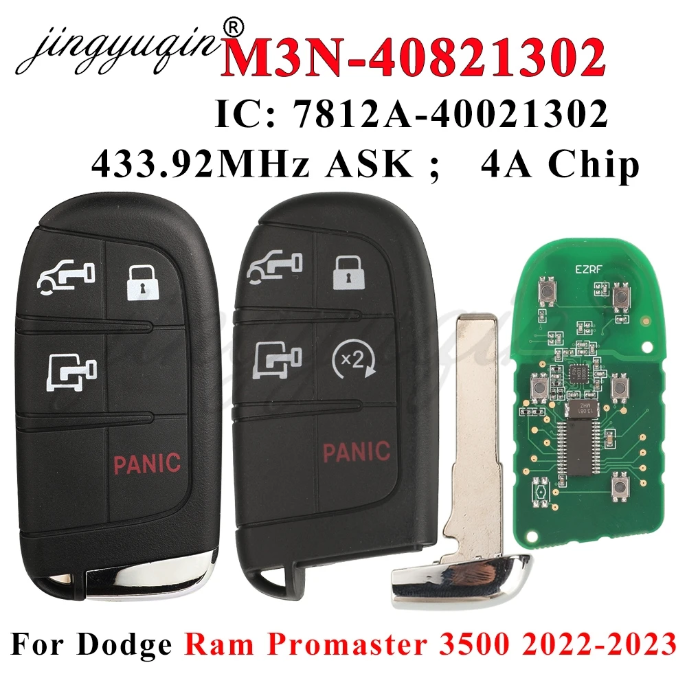 Jingyuqin умный дистанционный автомобильный брелок для Dodge Ram Promaster 1500 2500 3500 2022 2023 433 МГц FSK ID4A чип M3N- 40821302 Бесключевой
Jingyuqin умный дистанционный автомобильный брелок для Dodge Ram Promaster 1500 2500 3500 2022 2023 433 МГц FSK ID4A чип M3N- 40821302 Бесключевой