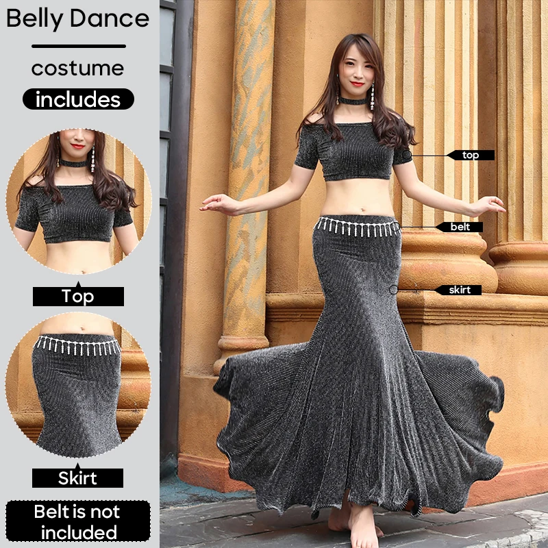 Belly Dance Elegant Costumes 2 Pieces Set Top & Skirt With Neckband for Women Stage Performance Dancing Outfit Practice Clothes
Belly Dance Elegant Costumes 2 Pieces Set Top & Skirt With Neckband for Women Stage Performance Dancing Outfit Practice Clothes