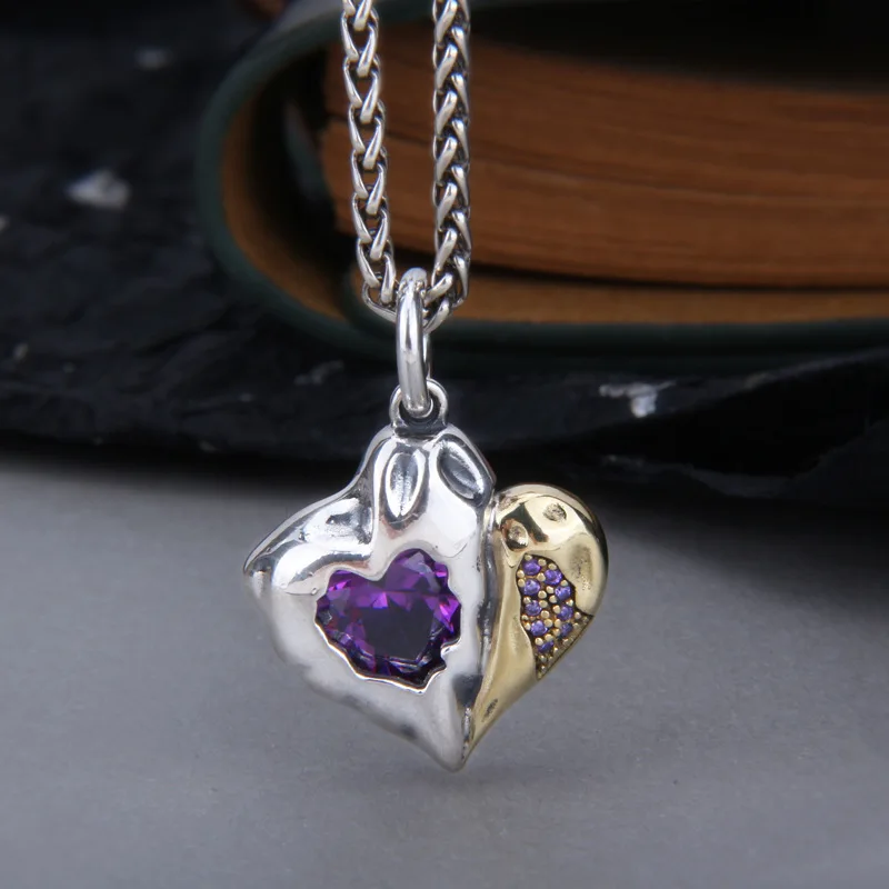 NEW 925 Sterling Silver Romantic Love Pendant For Women Retro Inlaid With Purple Zircon Fashionable And Jewelry Style
NEW 925 Sterling Silver Romantic Love Pendant For Women Retro Inlaid With Purple Zircon Fashionable And Jewelry Style