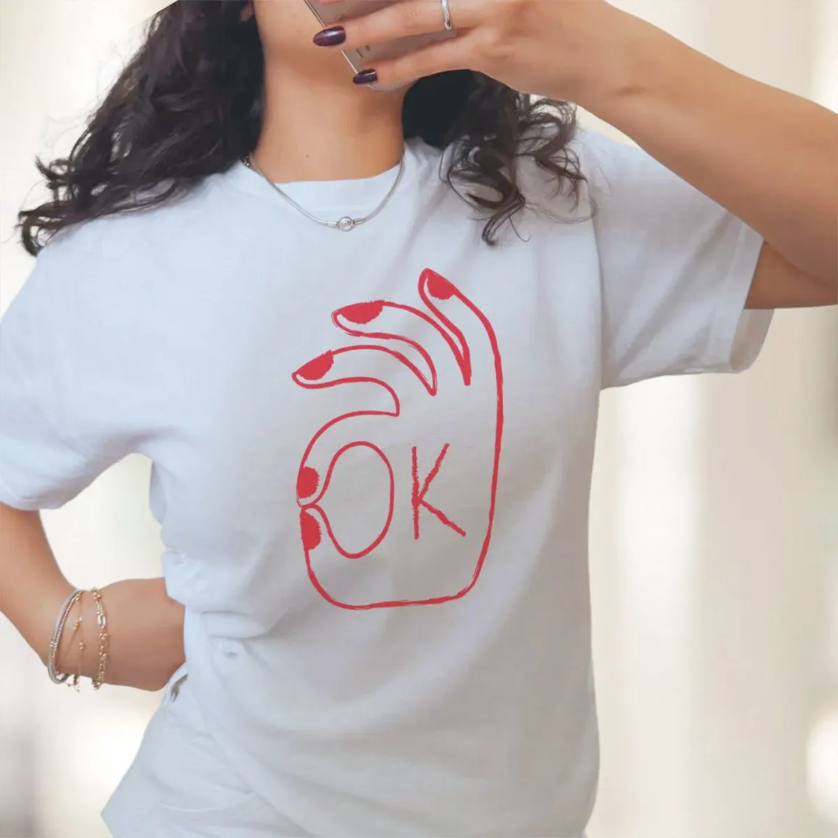 OK Gesture Printing Funny Graphic Tees Unisex Men Women Loose Cotton Short Sleeve Tops Tees Summer Crewneck Casual Shirts
OK Gesture Printing Funny Graphic Tees Unisex Men Women Loose Cotton Short Sleeve Tops Tees Summer Crewneck Casual Shirts