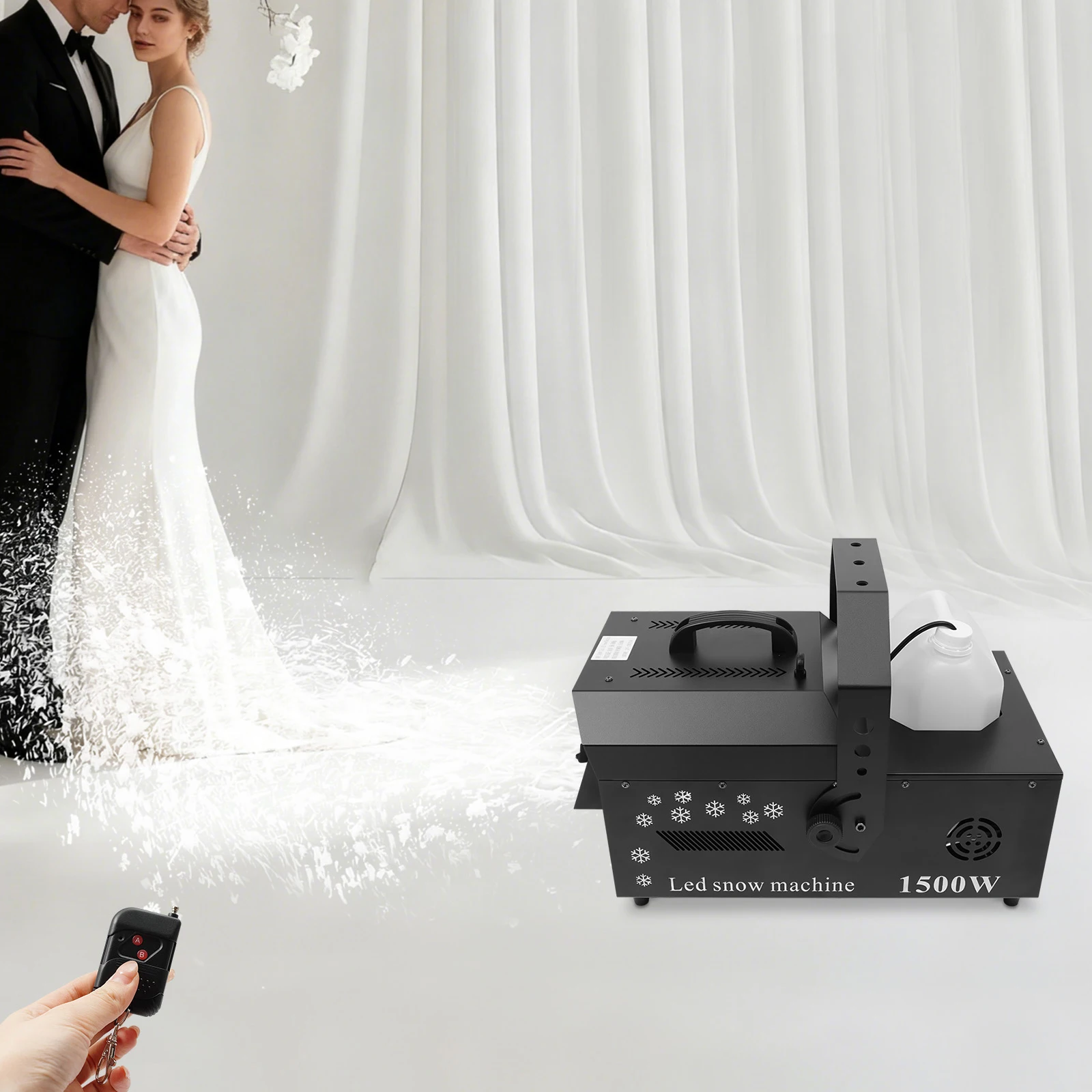 1500W Snow Effect Machine DMX512 3-in-1 LED Snowflake Maker with Remote 12 RGB Lights 5.3QT Tank for Wedding Stage Party
1500W Snow Effect Machine DMX512 3-in-1 LED Snowflake Maker with Remote 12 RGB Lights 5.3QT Tank for Wedding Stage Party