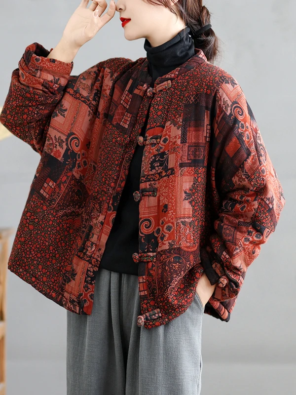 Retro Chinese Sle Women's Cotton Jaet Loose Fit Warmth Padded Button up Coat Large Size Comfortable Winter Outerwear
Retro Chinese Sle Women's Cotton Jaet Loose Fit Warmth Padded Button up Coat Large Size Comfortable Winter Outerwear