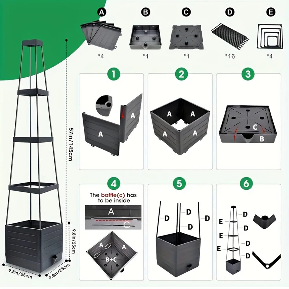 4 Tier Planter Stake Tower with Trellis Tomato Cage with Trapezoidal Trellis Garden Planter Box Raised Garden Bed Indoor Outdoor
4 Tier Planter Stake Tower with Trellis Tomato Cage with Trapezoidal Trellis Garden Planter Box Raised Garden Bed Indoor Outdoor