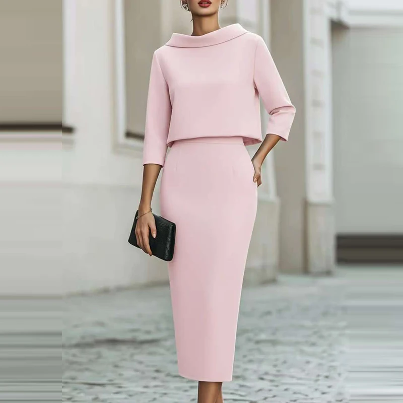 Ladies O-neck Half Sleeved Top + Skirt Office Outfit Elegant Temperament Slim Fit Party Suit Formal Occasion Solid Two Piece Set
Ladies O-neck Half Sleeved Top + Skirt Office Outfit Elegant Temperament Slim Fit Party Suit Formal Occasion Solid Two Piece Set