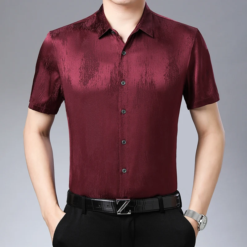 93%Silk 7%Spandex High-End Luxury Men Shirt Short Sleeve Smooth Summer New Fashion Top Quality Soft Comfortable Camisa Masculina
93%Silk 7%Spandex High-End Luxury Men Shirt Short Sleeve Smooth Summer New Fashion Top Quality Soft Comfortable Camisa Masculina