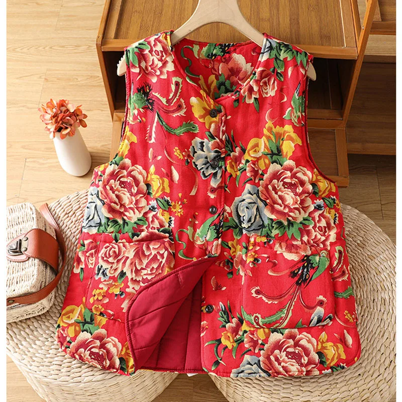Ethnic Syle Retro Northeast Big Flower Padded Vest Women Wear Loose Warm Padded Vest Winter
Ethnic Syle Retro Northeast Big Flower Padded Vest Women Wear Loose Warm Padded Vest Winter