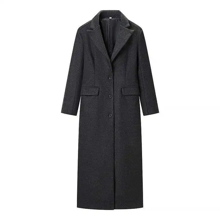 KIDCRKJ Versatile Elegant Women Woolen Jacket Darkgrey Lapel Collar Single Breasted Lady Overcoat Long Temperament Female Coat
KIDCRKJ Versatile Elegant Women Woolen Jacket Darkgrey Lapel Collar Single Breasted Lady Overcoat Long Temperament Female Coat