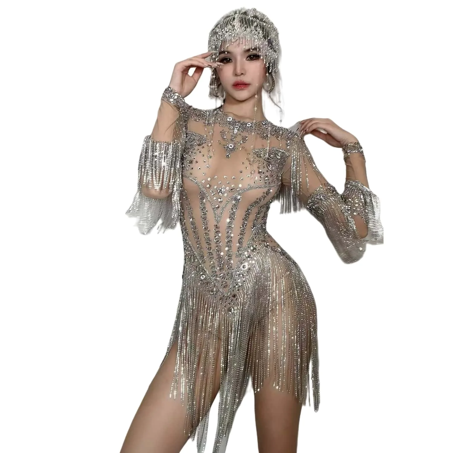 Sparkly Rhinestones Trains Bodysuit Women Sexy See Through Show Performance Dance Costume Singer Dancer Stage Wear Yingxing
Sparkly Rhinestones Trains Bodysuit Women Sexy See Through Show Performance Dance Costume Singer Dancer Stage Wear Yingxing