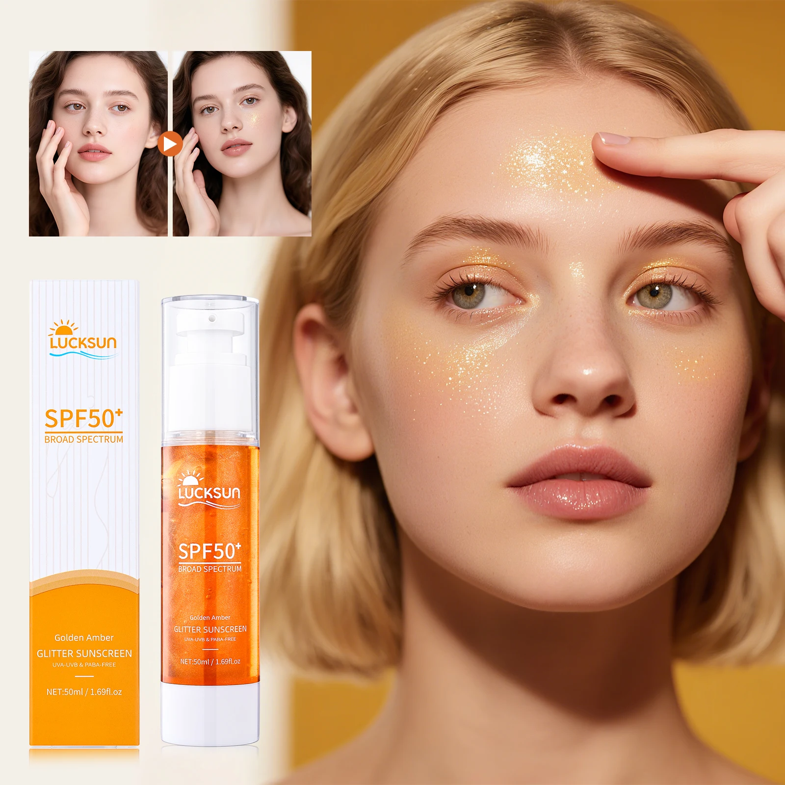 Glitter Sunscreen Oil SPF50+ Sunblock Skin UV Protective Facial Moisturizer Natural Nourish Whitening Skin Face Body Care 50ML
Glitter Sunscreen Oil SPF50+ Sunblock Skin UV Protective Facial Moisturizer Natural Nourish Whitening Skin Face Body Care 50ML