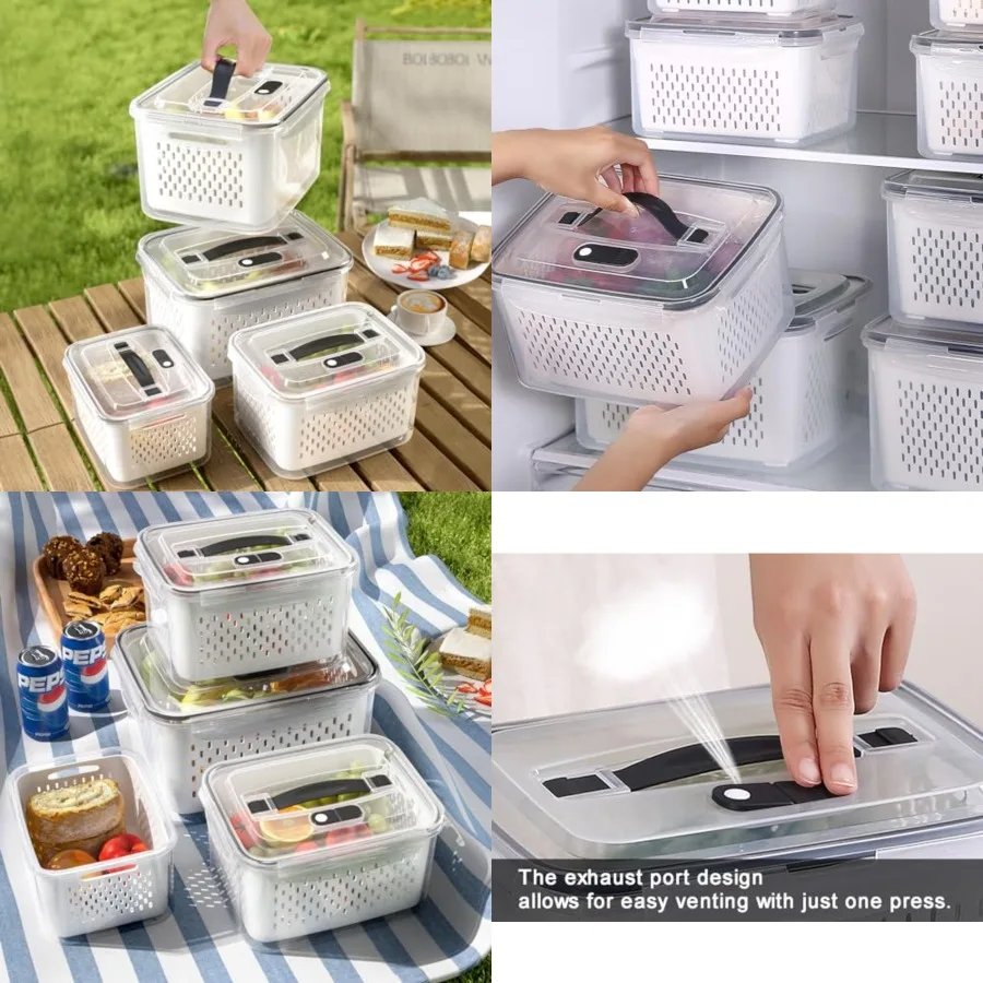 Large Fruit Storage Containers for Fridge with vent holes and handle Airtight Food Storage Containers Keep Fruits, Vegetables,
Large Fruit Storage Containers for Fridge with vent holes and handle Airtight Food Storage Containers Keep Fruits, Vegetables,