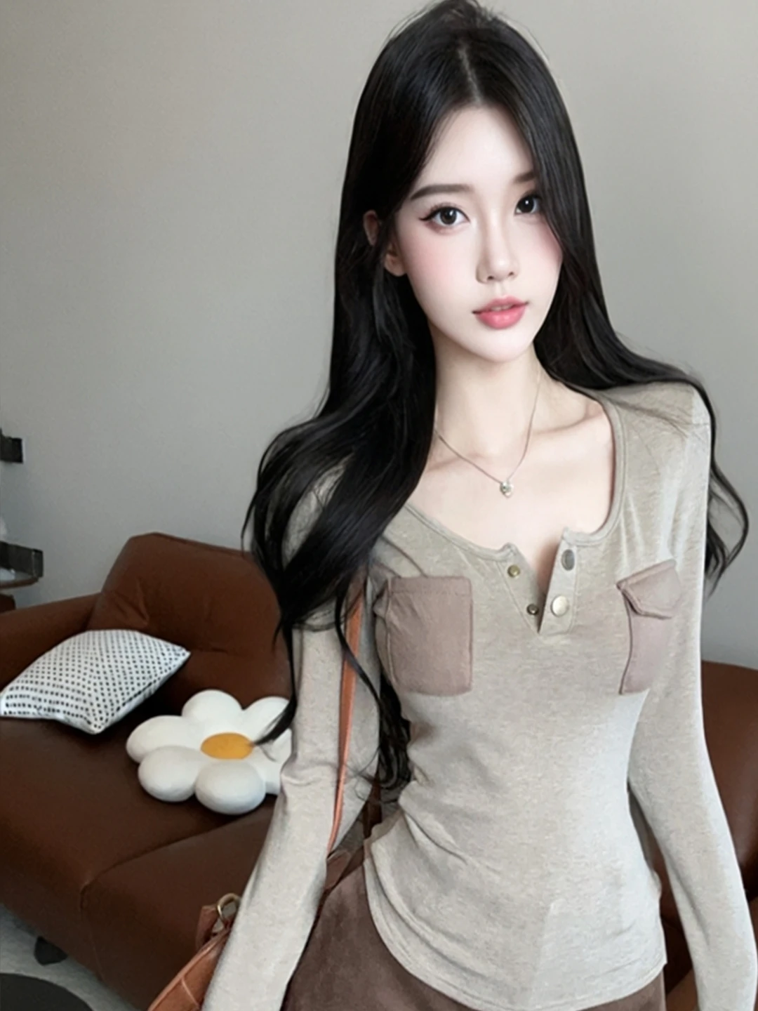 Slim Fit Long Sleeve Fleece Lined Pocket U Neck Base Shirt Vintage High Quality Versatile Slimming Top for Young Women
Slim Fit Long Sleeve Fleece Lined Pocket U Neck Base Shirt Vintage High Quality Versatile Slimming Top for Young Women