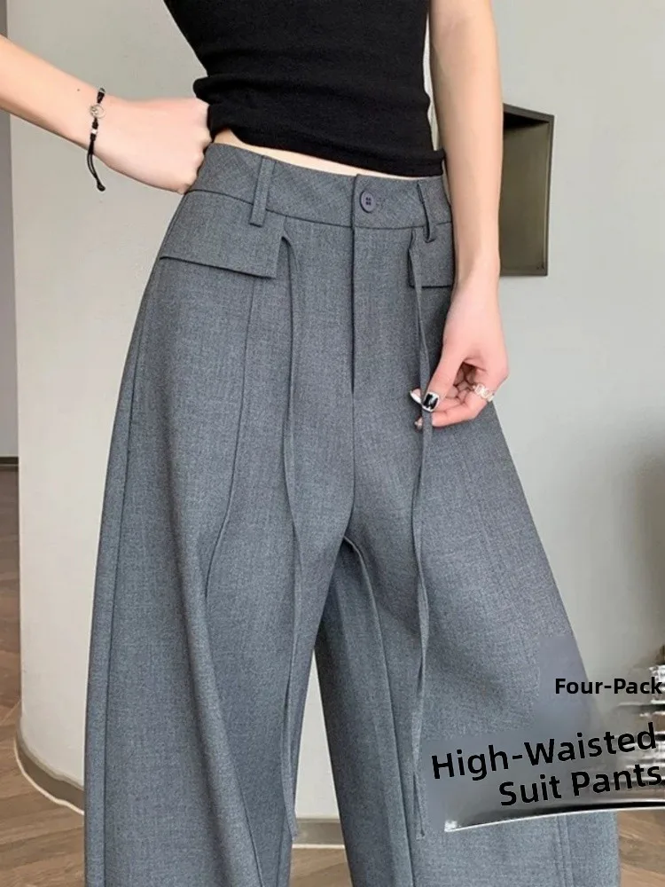 High Waist Wide Leg Pants Women's Loose Fit Fashionable Belted Back Elastic Slimming Summer New Arrival Commute Style
High Waist Wide Leg Pants Women's Loose Fit Fashionable Belted Back Elastic Slimming Summer New Arrival Commute Style