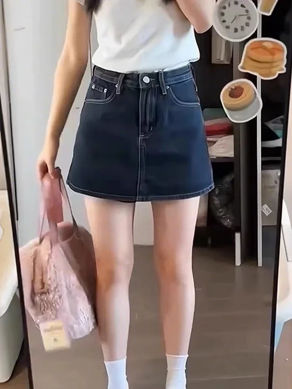 Slim Fit A-Line Denim Skirt Pants Deep Blue Women's Summer Thin High Waist Commuter Style Casual Wear Resistant to Light
Slim Fit A-Line Denim Skirt Pants Deep Blue Women's Summer Thin High Waist Commuter Style Casual Wear Resistant to Light