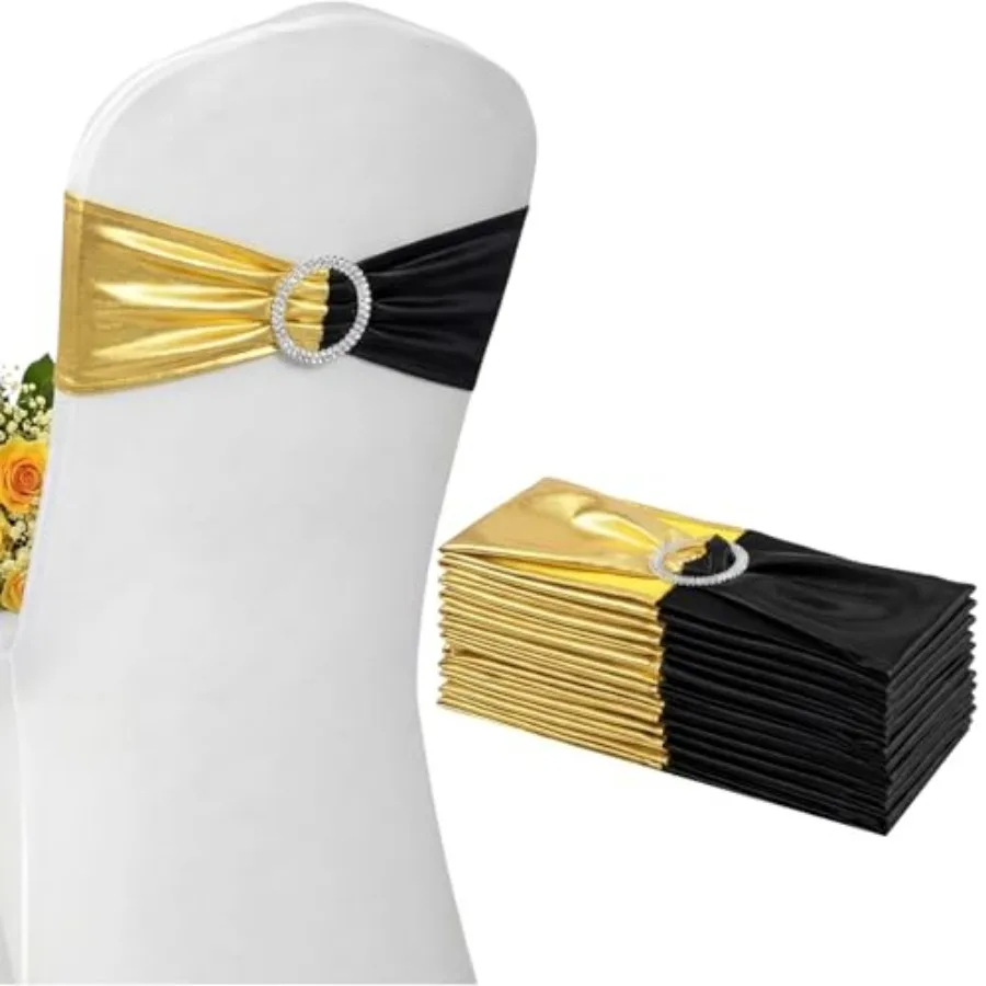 12 Pcs Black and Gold Spandex Chair Sashes Graduation Decorations Class of 2026 Grad Stretch Chair Ties Bows with Buckle Slider
12 Pcs Black and Gold Spandex Chair Sashes Graduation Decorations Class of 2026 Grad Stretch Chair Ties Bows with Buckle Slider