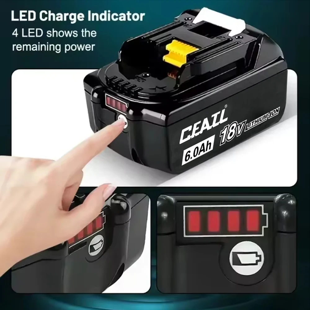 18V 6.0Ah for Makita With LED lithium ion replacement LXT BL1860B BL1860 BL1850 for Makita rechargeable power tool battery
18V 6.0Ah for Makita With LED lithium ion replacement LXT BL1860B BL1860 BL1850 for Makita rechargeable power tool battery