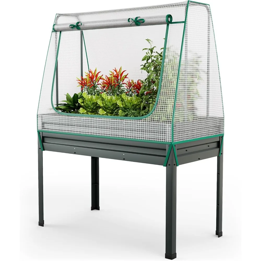 3-in-1 Raised Garden Bed with Greenhouse Cover & Trellis Rope, Galvanized Metal Elevated Planter Box w/ Legs, Drainage H
3-in-1 Raised Garden Bed with Greenhouse Cover & Trellis Rope, Galvanized Metal Elevated Planter Box w/ Legs, Drainage H