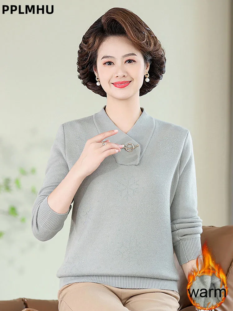 Velvet Cross Collar Sweater Fall Winter Fashion Women's Casual Thickened Warm Pullover Elegant Long Sleeved Bottomed Tee Top
Velvet Cross Collar Sweater Fall Winter Fashion Women's Casual Thickened Warm Pullover Elegant Long Sleeved Bottomed Tee Top