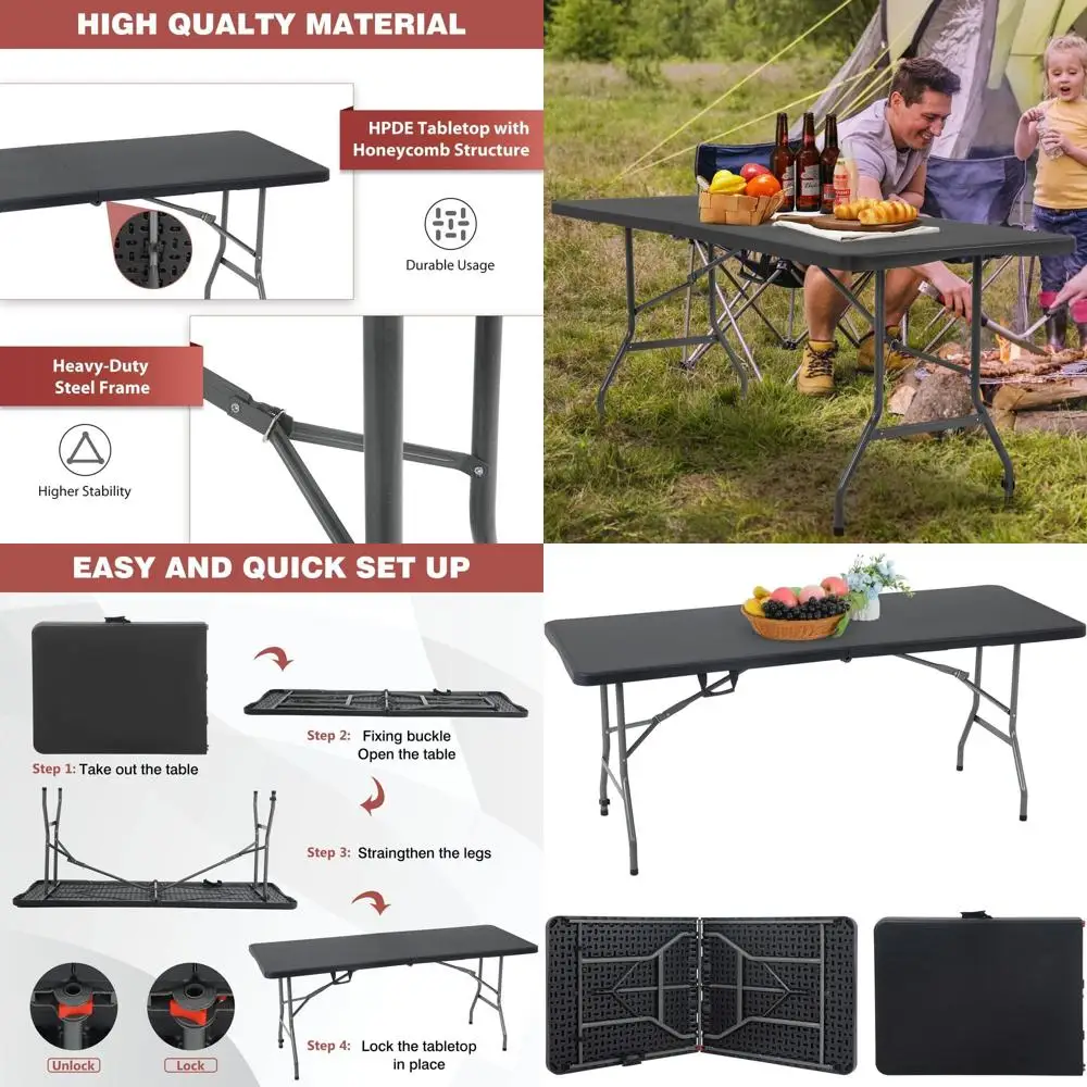 Портативный складной стол для мероприятий на открытом воздухе - белый, 6 футов x 29 дюймов (черный, 6 футов)
Портативный складной стол для мероприятий на открытом воздухе - белый, 6 футов x 29 дюймов (черный, 6 футов)