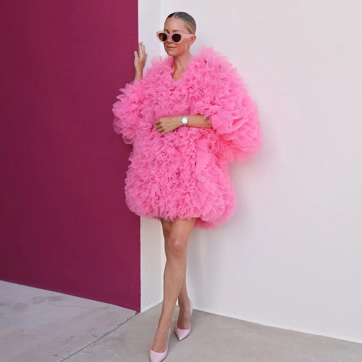 Fashion Tulle Mini Dress Layered Ruffled Tulle Prom Gowns Women Half Sleeves Evening Party Dress Event Gala Dress Custom Made
Fashion Tulle Mini Dress Layered Ruffled Tulle Prom Gowns Women Half Sleeves Evening Party Dress Event Gala Dress Custom Made