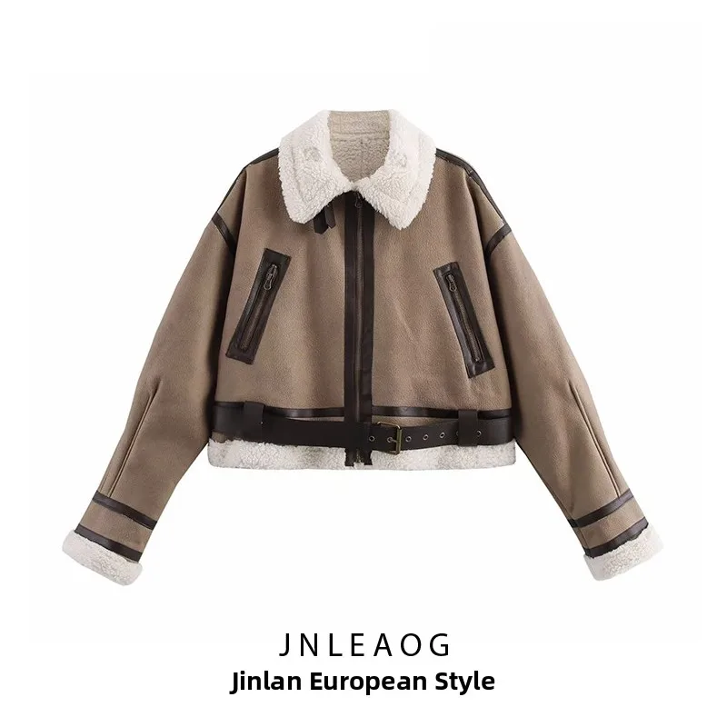 JNLEAOG Ретро Sle Женское пальто из натуральной кожи с начесом Верхняя одежда из полиэстера с длинной молнией све
JNLEAOG Ретро Sle Женское пальто из натуральной кожи с начесом Верхняя одежда из полиэстера с длинной молнией све